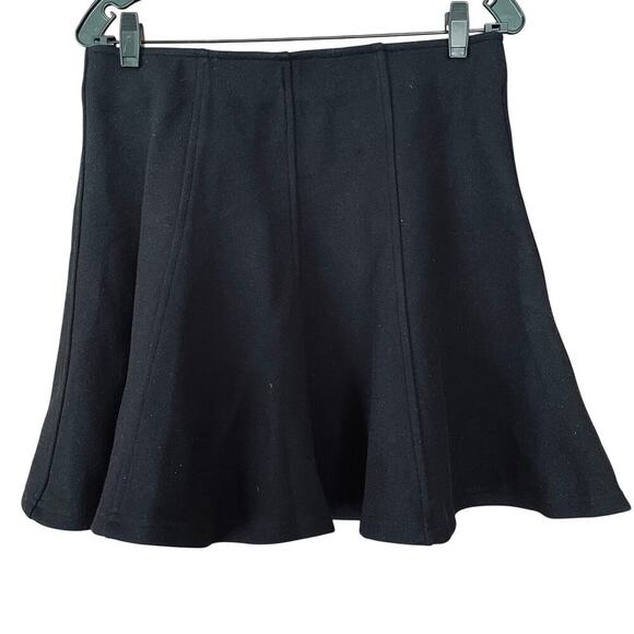 OGL Mini Skirt CashSoft Flare Hem High Waisted Black Size Large NEW - Picture 1 of 6